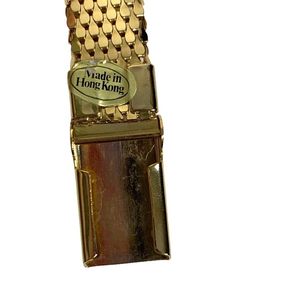 Gold Tone Shiny Snake Scale 70-s 80's Style Disco Retro Slider Womens Belt Sz S - Picture 6 of 8